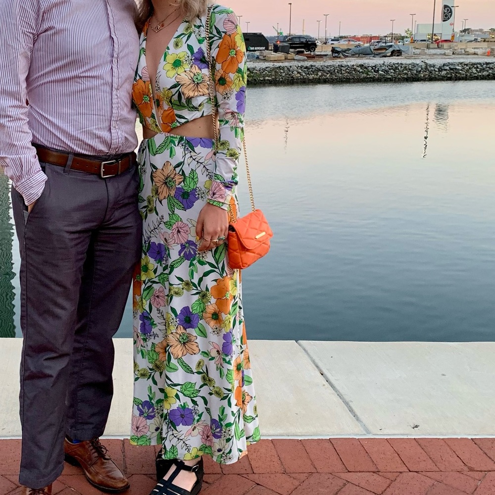 Floral cutout maxi dress